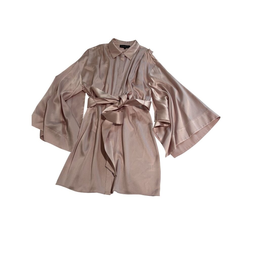 Retrofete Satin Kimono Robe in Blush Pink
